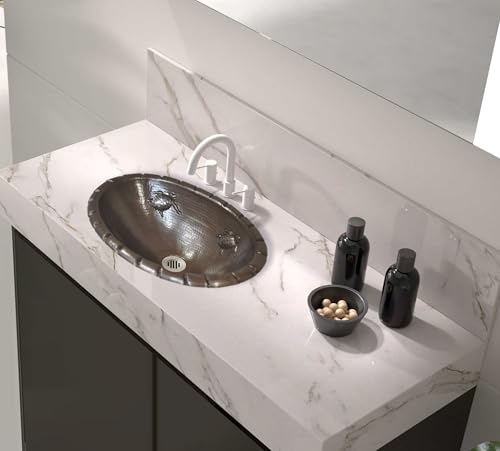 INNOVA COPPER OVAL BATH SINK TURTLES DESIGN FLAT LIP 17X12.5X5.5 G18 DARK