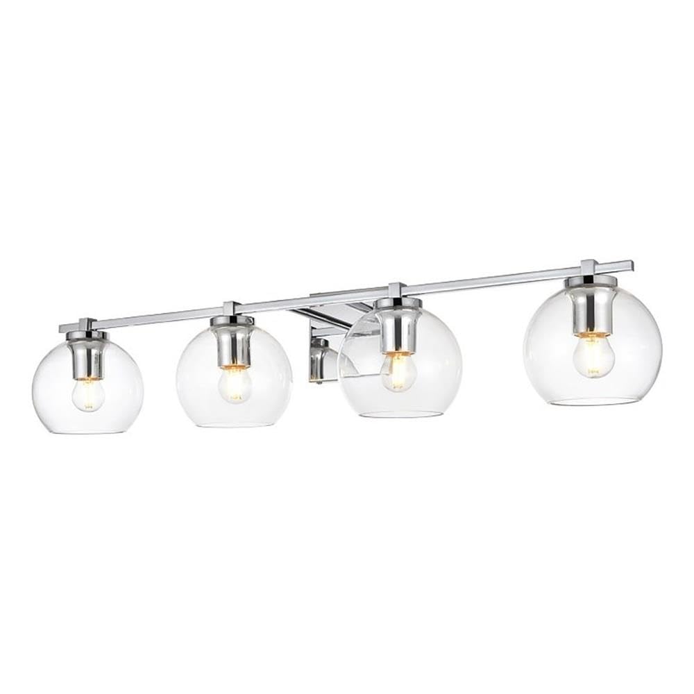 Living District Juelz 4-Light Iron & Glass Bath Sconce In Chrome/Clear
