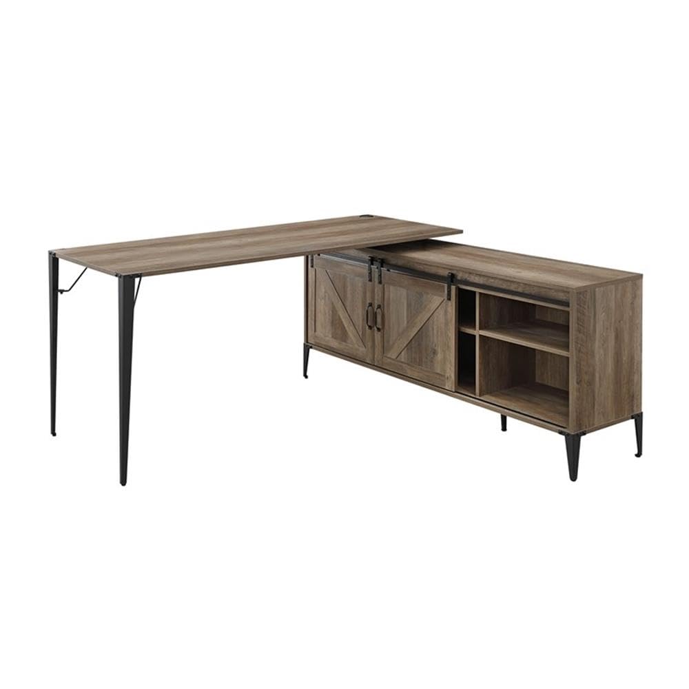 Writing Desk, Rustic Oak & Black Finish