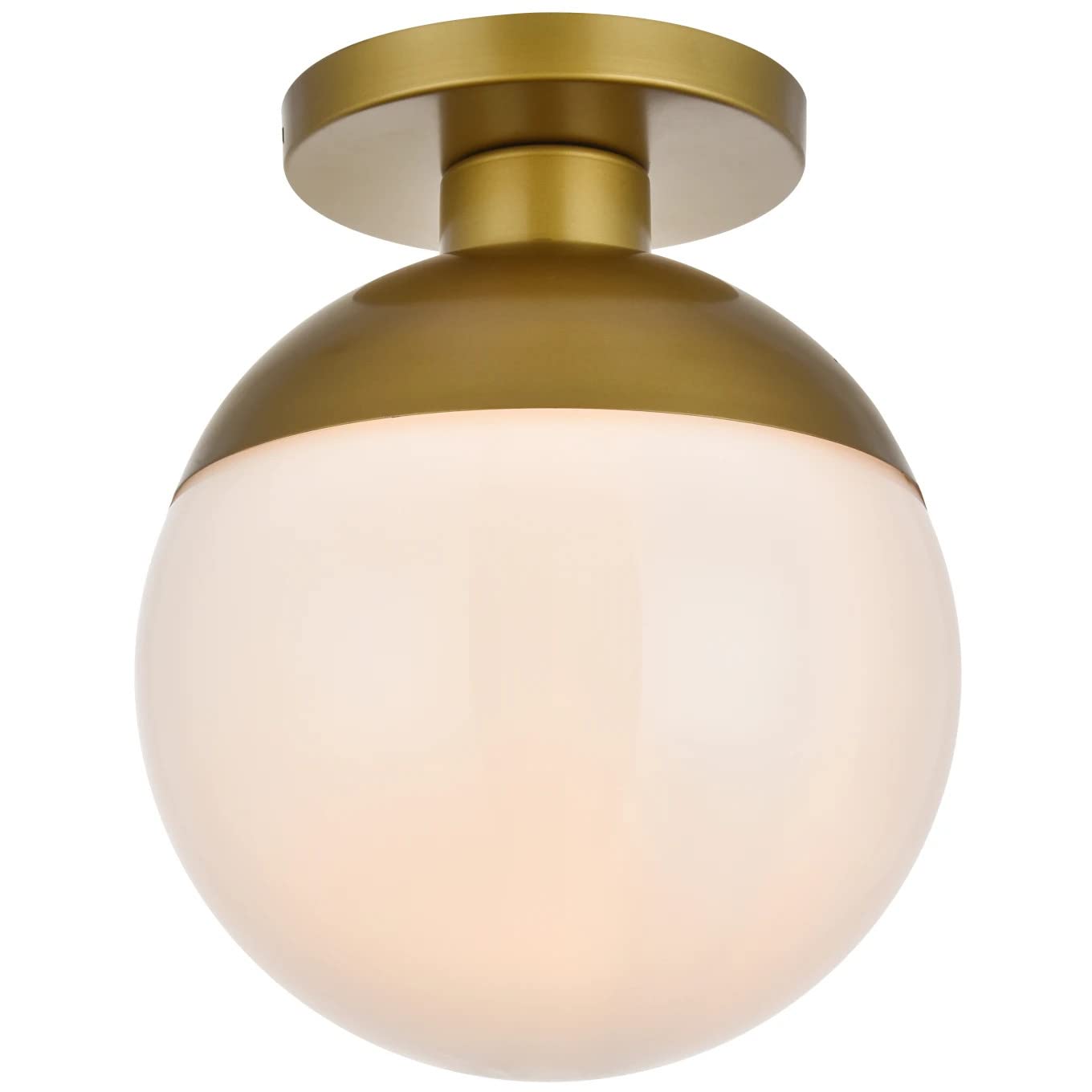 Living District Eclipse 1-Light Metal & Glass Flush Mount In Brass/Frosted White