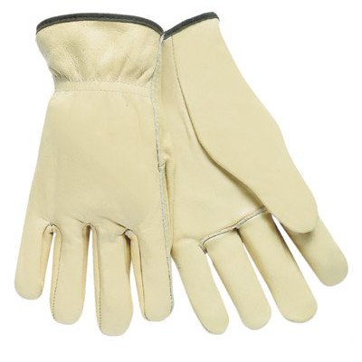 MCR Safety Full Leather Cow Grain Work Gloves ,GLOVES,GRAN LEA CREAM