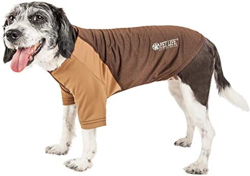 Pet Life  Active Hybreed 4-Way Stretch Two-Toned Performance Dog T-Shirt, Brown W/ Brown - Small