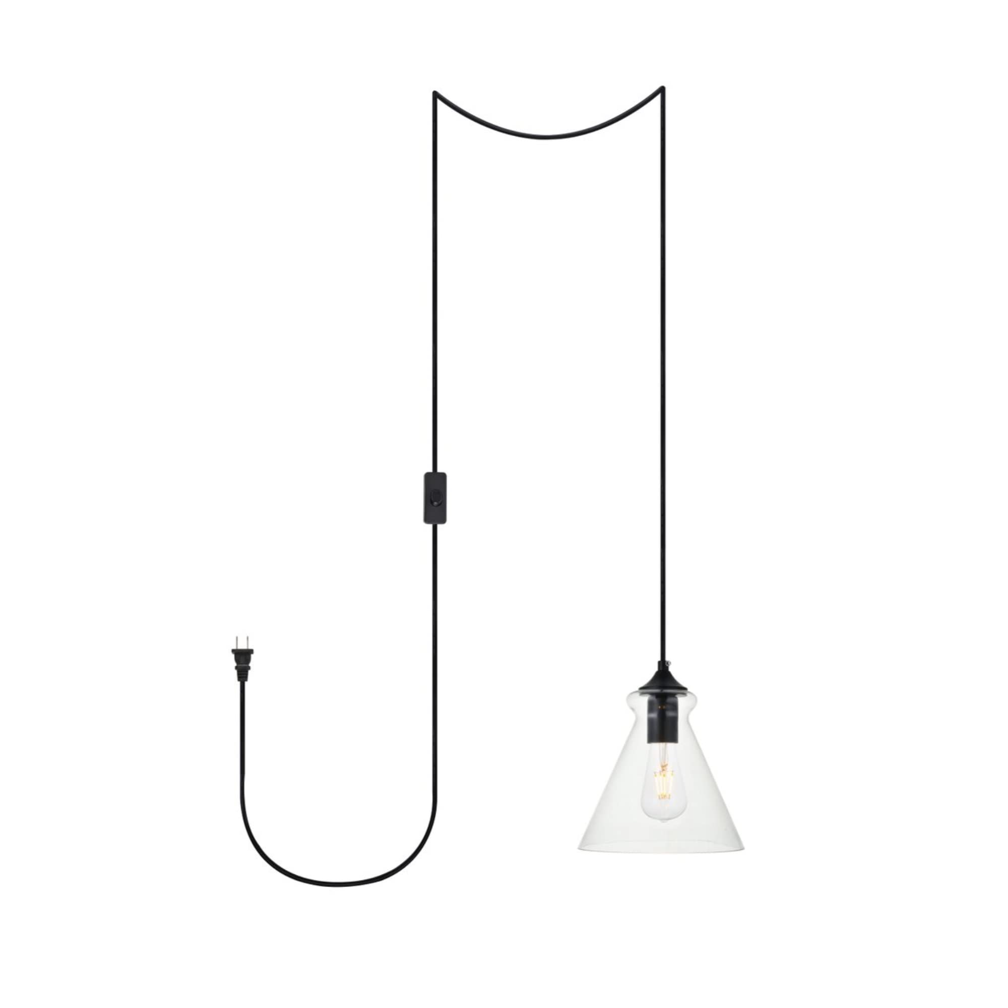 Destry 1 Light Black plug-in Pendant With Clear Glass