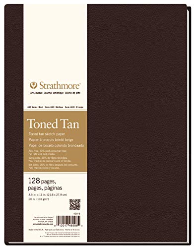 Strathmore 469-8 Hardbound Art Journal,128 Pages, 8.5 By 11, Toned Tan