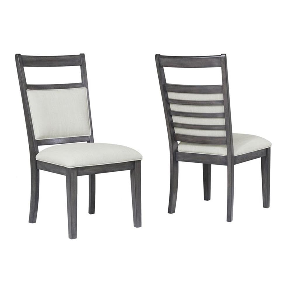 Sunset Trading Shades of Gray Upholstered Slat Back Dining Chair | Set of 2