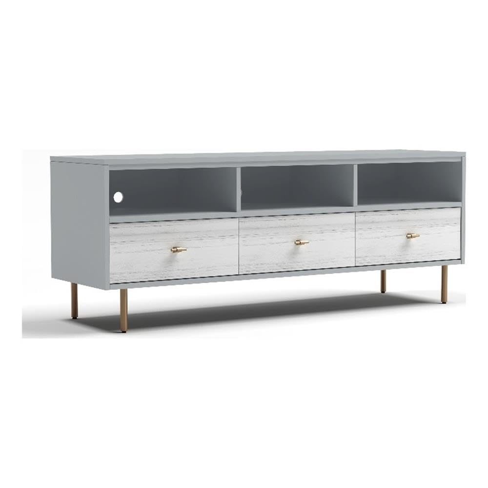 Saige TV Console - Weathered White/Gray