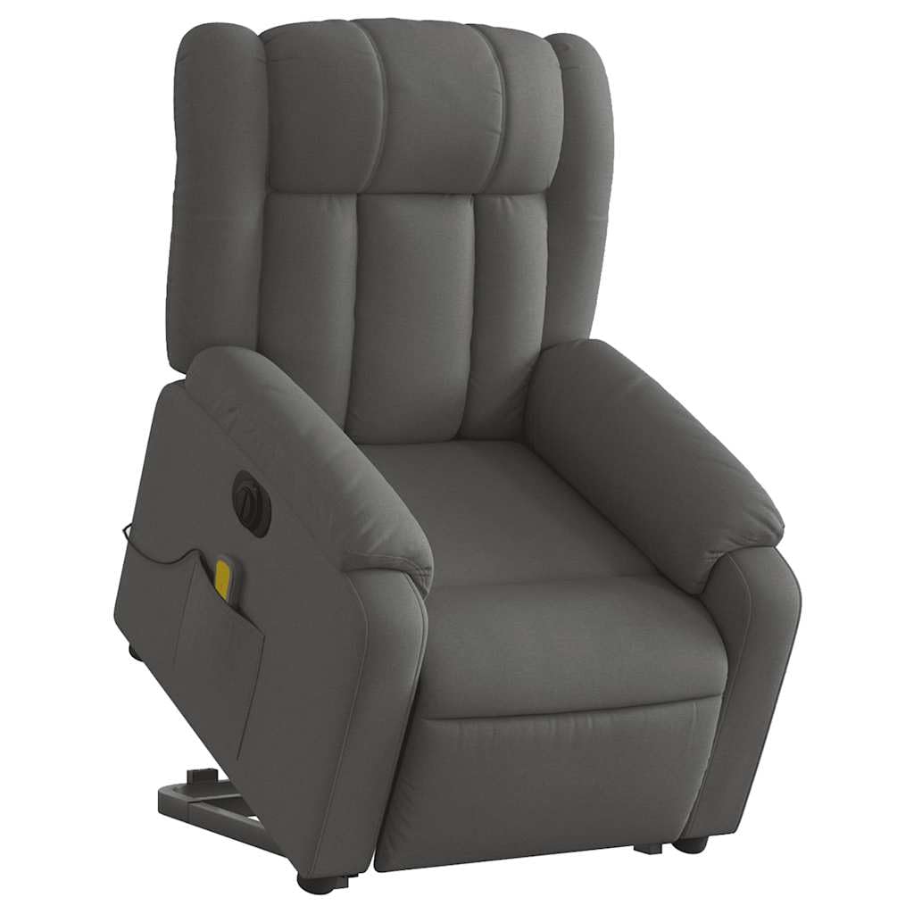 vidaXL Electric Stand up Massage Recliner Chair Dark Gray Fabric