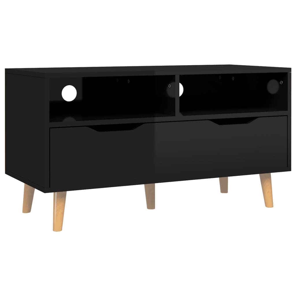 vidaXL TV Cabinet High Gloss Black 35.4x15.7"x19.1" Chipboard"