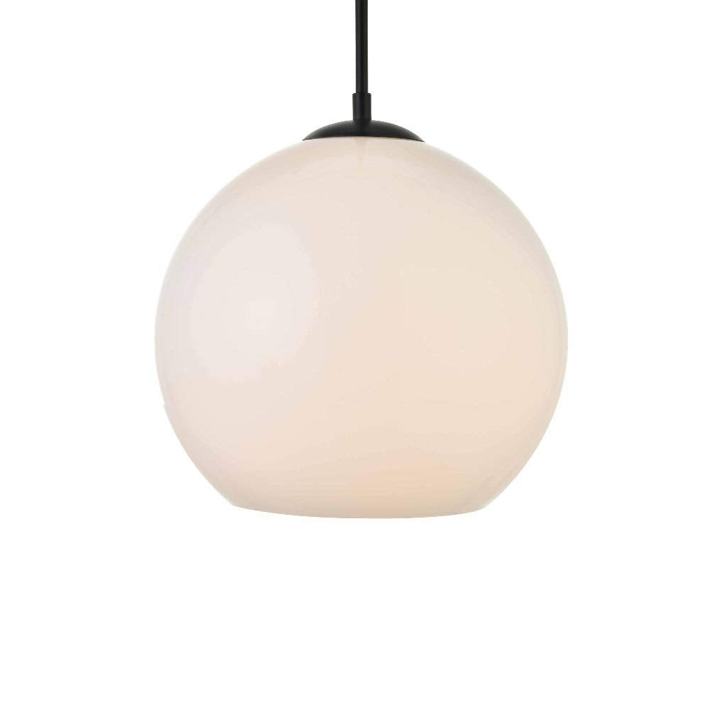 Baxter 1 Light Black Pendant With Frosted White Glass