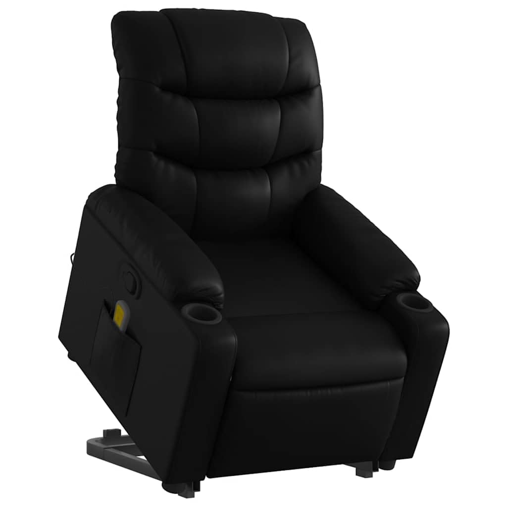 vidaXL Stand up Massage Recliner Chair Black Faux Leather