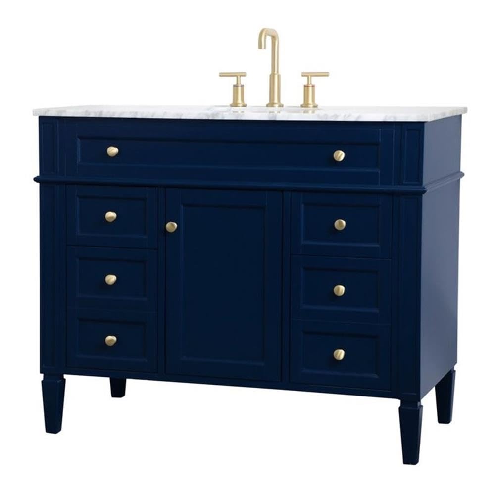 Elegant Decor Park Avenue 42 Metal Mdf Marble Single Bathroom Vanity In Blue