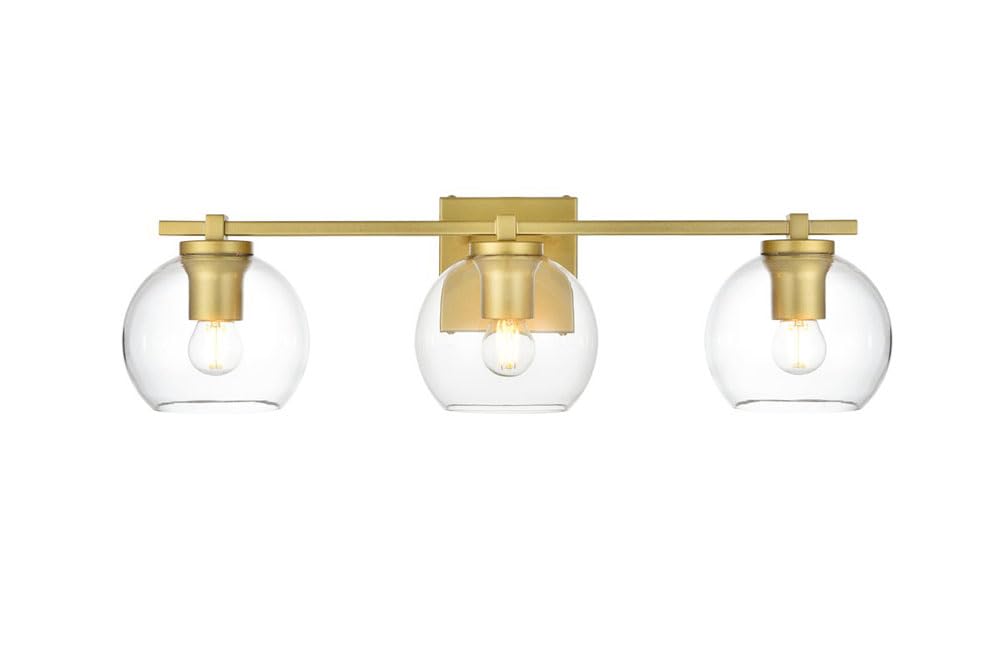 Living District Juelz 3-Light Iron & Glass Bath Sconce In Brass/Clear