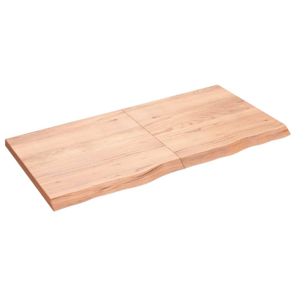 Vidaxl - Solid Oak Wood Table Top In Light Brown, 47.2'X23.6'X(0.8'-1.6'), Versatile Home And Commercial Use, Live Edge Detail, Varnished Finish, Foldable For Easy Storage, Rectangular Shape