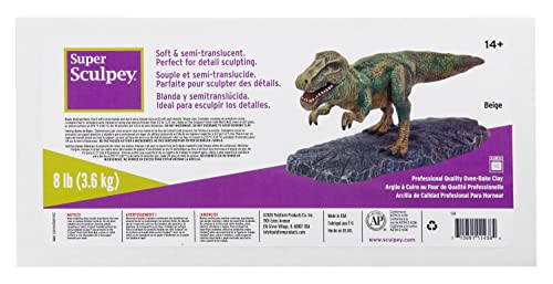 Super Sculpey   Beige, Premium, Non Toxic, Soft, Sculpting Modeling Polymer Clay, Oven Bake Clay, 8 Pound Bar. Great For All Adv