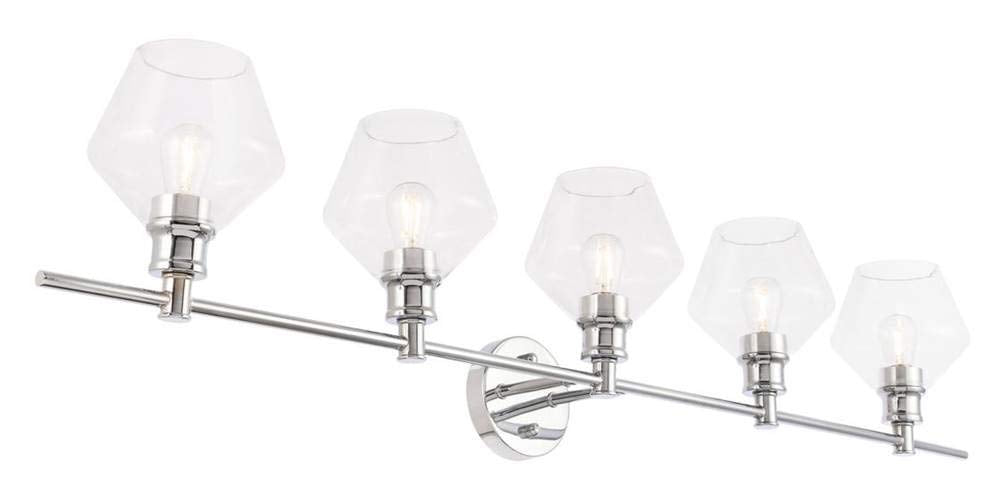Living District Gene 5-Light Mid-Century Metal Wall Sconce In Chrome And Clear
