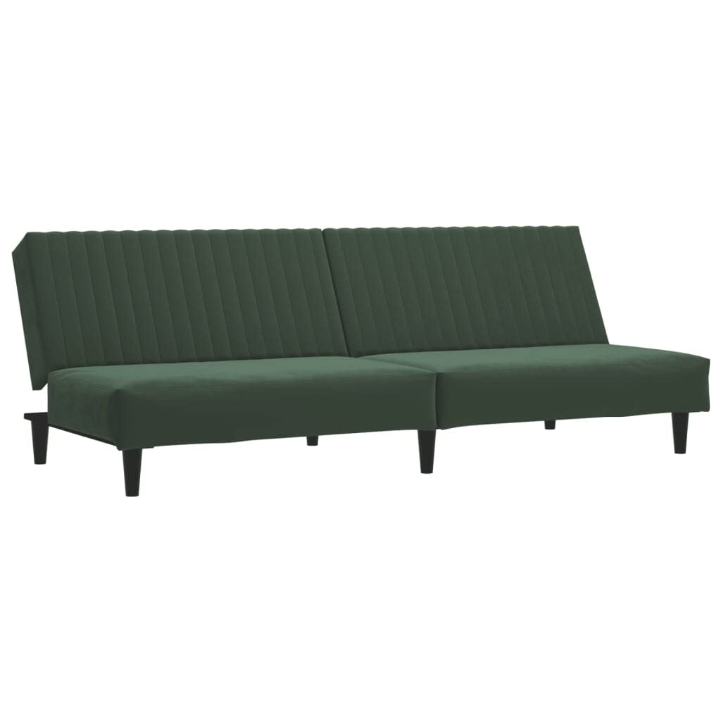 Vidaxl 2-Seater Velvet Sofa Bed Convertible Loveseat Sleeper - Dark Green, Soft Upholstery, Sturdy Wood Frame, For Living Room, Small Spaces