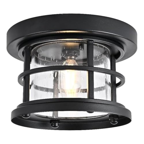 Carla 8 inch Outdoor Flush Mount in Black