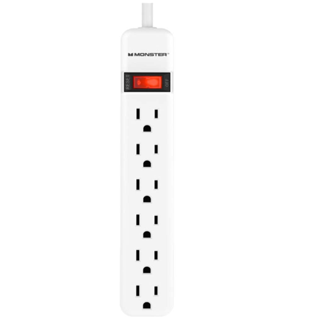 Monster Just Power It Up 2.5 ft. L 6 outlets Power Strip White, (Pack of 1)