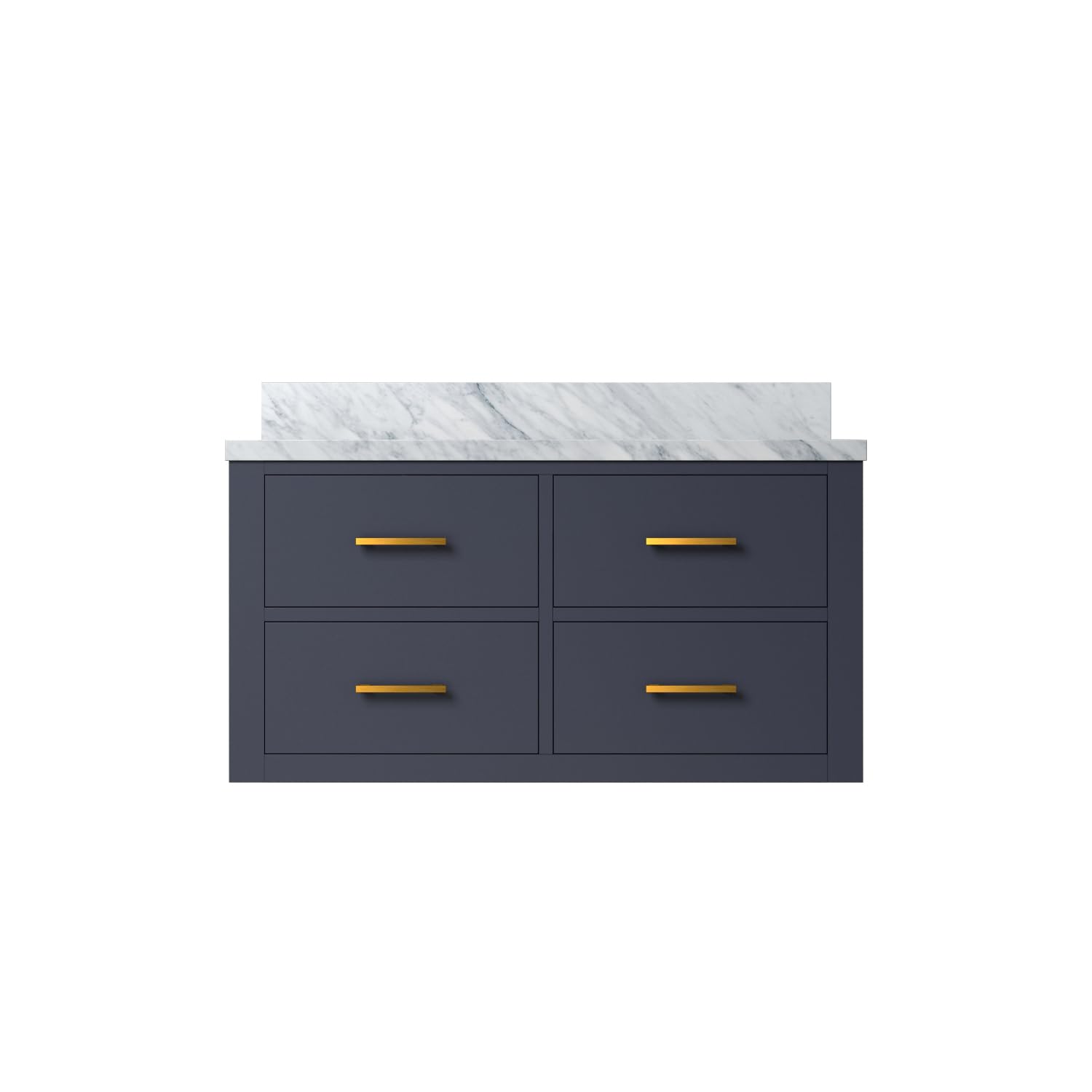 Castor 36 in W x 22 in D Blue Double Bath Vanity and Carrara Marble Top