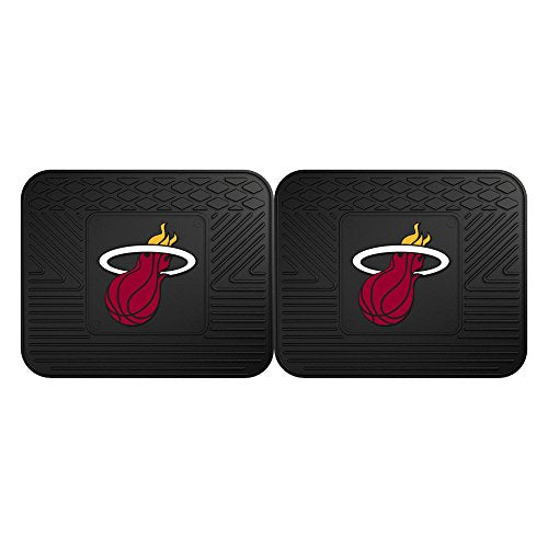 Fanmats 12377 Nba Miami Heat Rear Second Row Vinyl Heavy Duty Utility Mat, (Pack Of 2)
