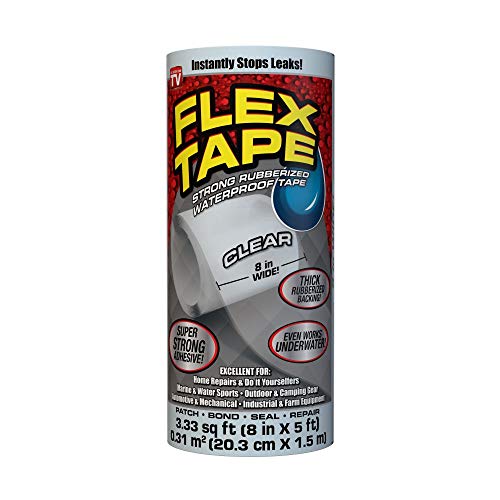 Flex Tape Rubberized Waterproof Tape, 8 X 5, Clear