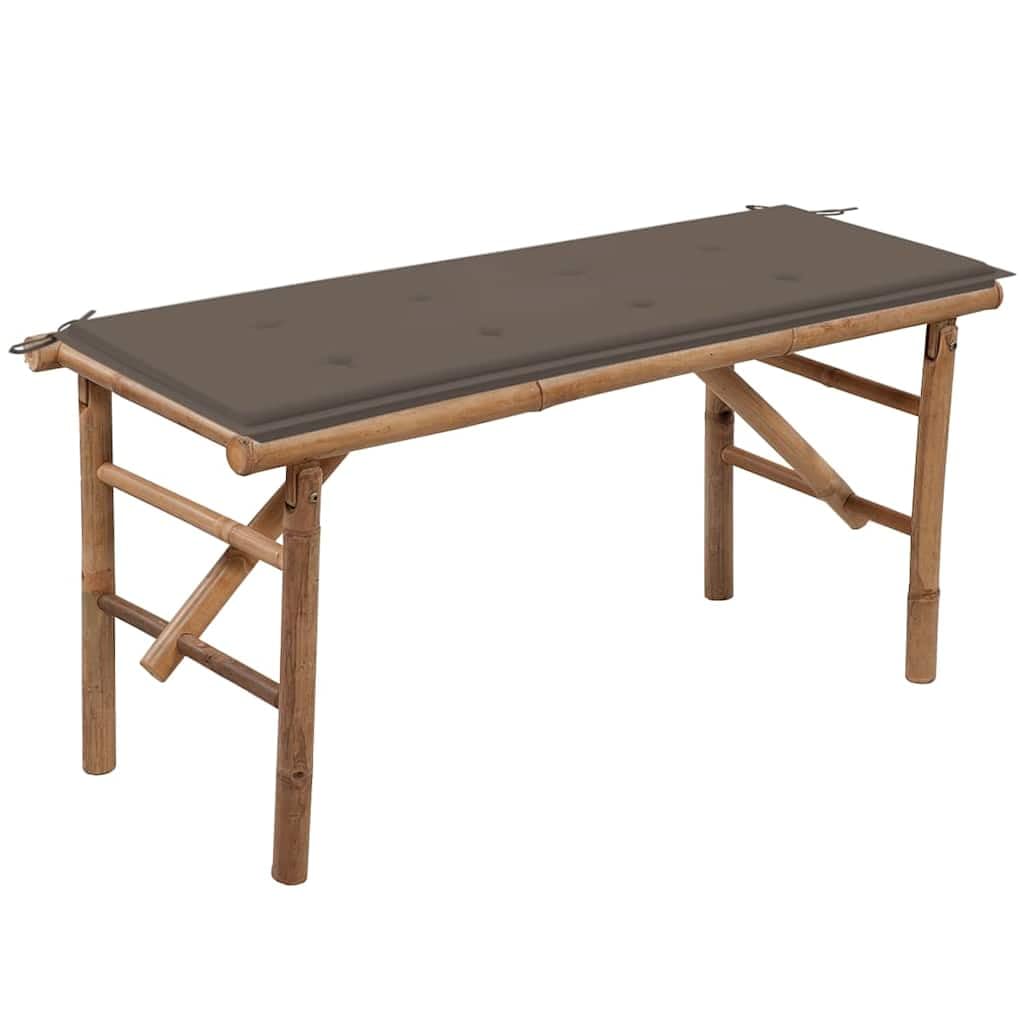 vidaXL Folding Garden Bench with Cushion 46.4 Bamboo"