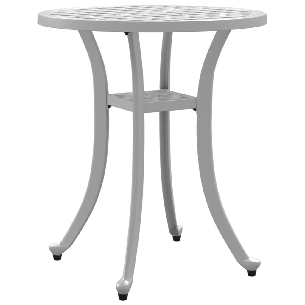 Vidaxl White Cast Aluminum Outdoor/Indoor Patio Table - Round Garden Table 18.9'X20.9' With Decorative Top Patterns And Sturdy Legs