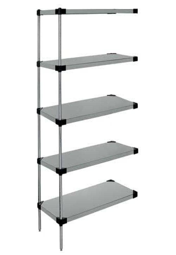 Quantum AD74-1860SG-5 Solid Shelving Add-On Kit, 60W x 18D x 74H, 300 lbs Capacity, Carbon Steel, Galvanized, NSF