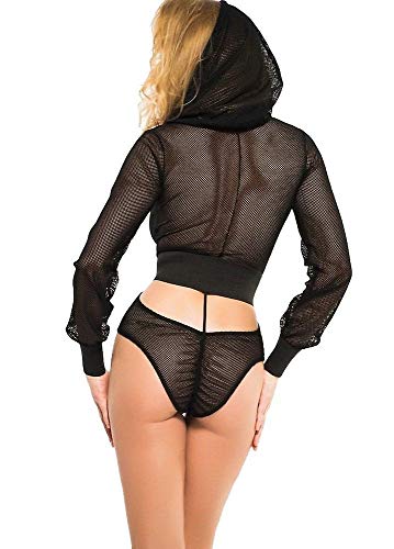 ADORE CHLOE SWEET & DELICIOUS FISHNET BODY WITH HOODY & CUT OUT BACK MEDIUM