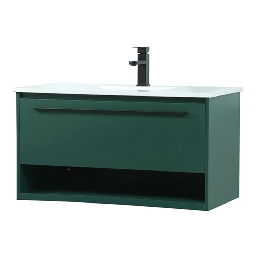 Elegant Decor Roman 36 Aluminum Alloy Mdf Single Bathroom Vanity In Green