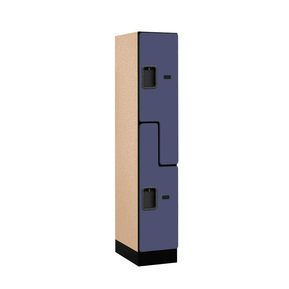 12 Wide Double Tier S Style Designer Wood Locker - 1 Wide - 5 Feet High - 18 Inches Deep - Blue