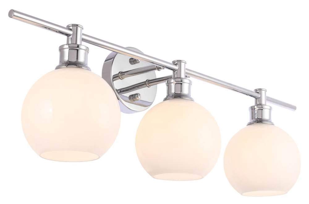 Living District Collier 3-Light Metal Wall Sconce In Chrome And Frosted White