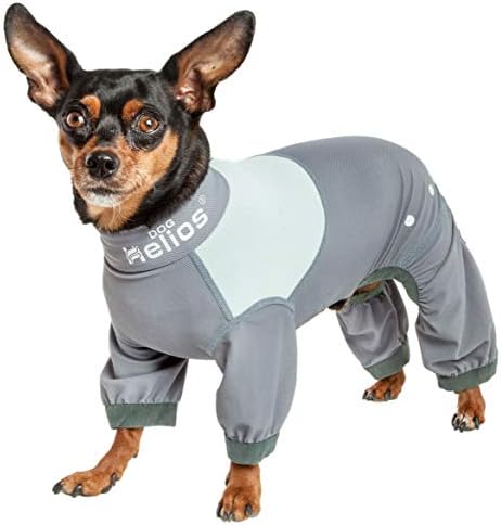 Dog Helios  'Tail Runner' Lightweight 4-Way-Stretch Breathable Full Bodied Performance Dog Track Suit, Grey  - Medium