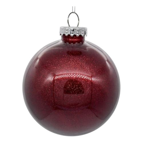 Casafoyer 6” Burgundy Glitter Clear Ball 4/bag - (Pack Of 2)
