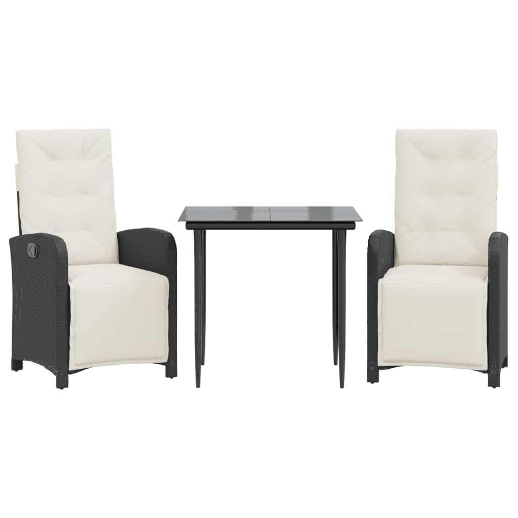 vidaXL 5 Piece Patio Dining Set with Cushions Black Poly Rattan