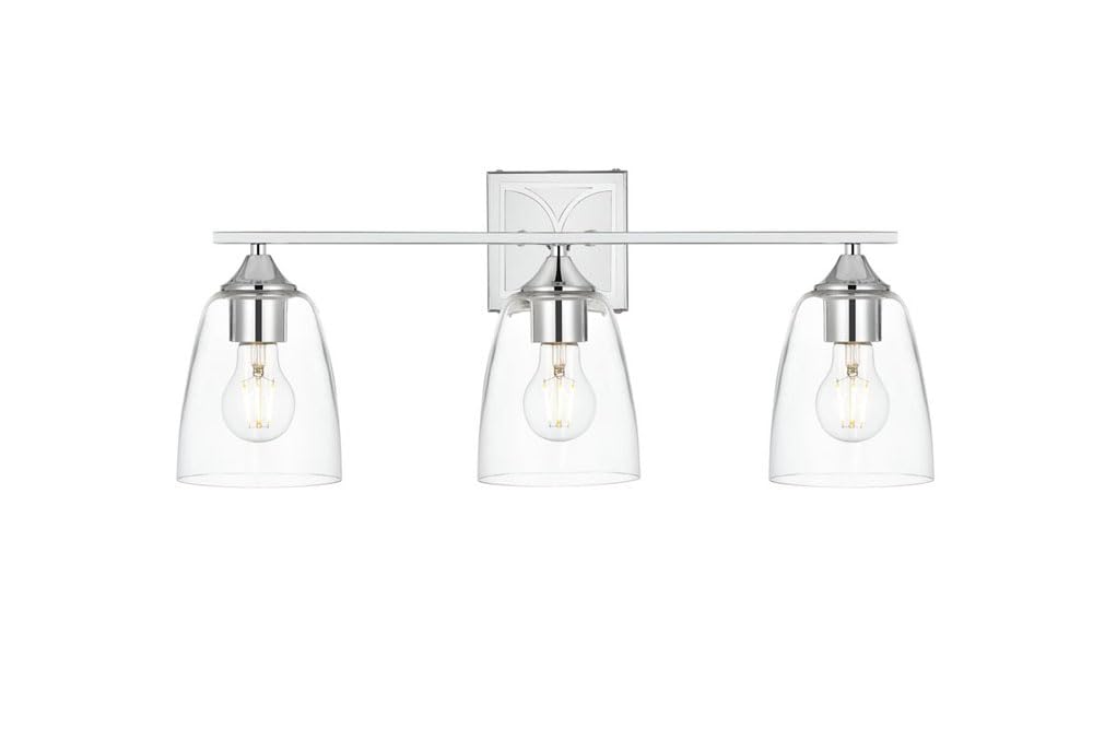 Living District Harris 3-Light Iron & Glass Bath Sconce In Chrome/Clear