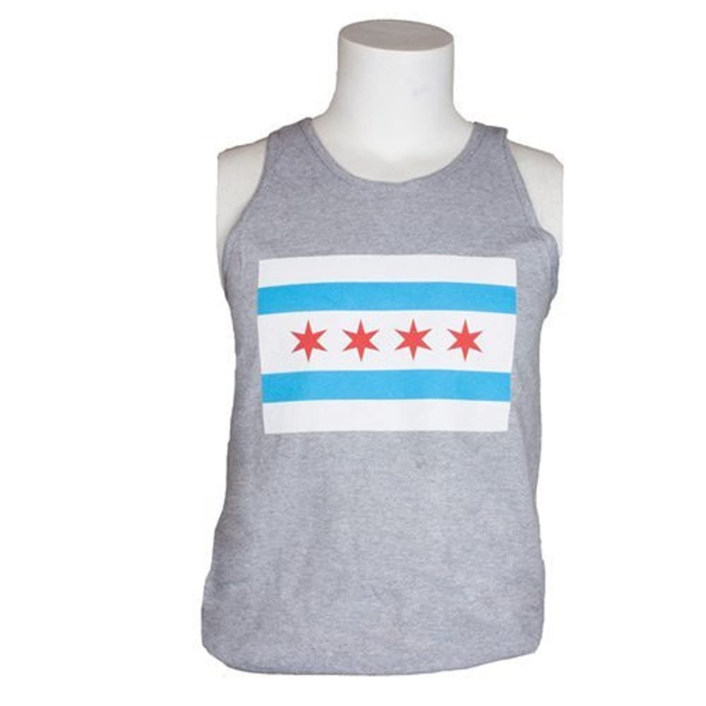 Mens Tank Top Grey - Chicago Flag XL