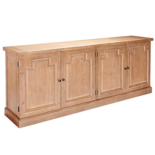 Raised Paneled Wooden Server with Two Double Door Storage, Brown