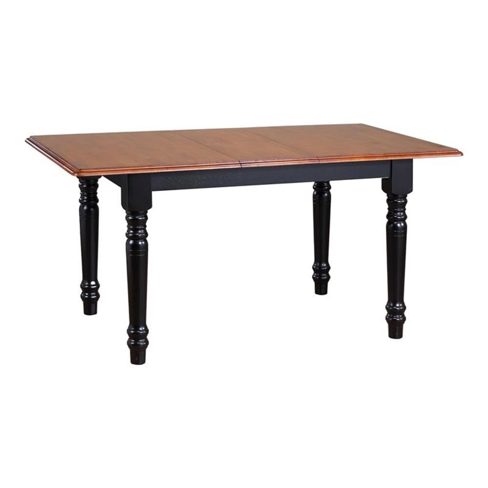 Sunset Trading Black Cherry Selections 60 Rectangular Extendable Butterfly Leaf Dining Table | Antique Black with Cherry | Seats 6"