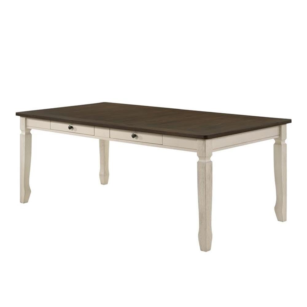 Dining Table, Weathered Oak & Cream Finish