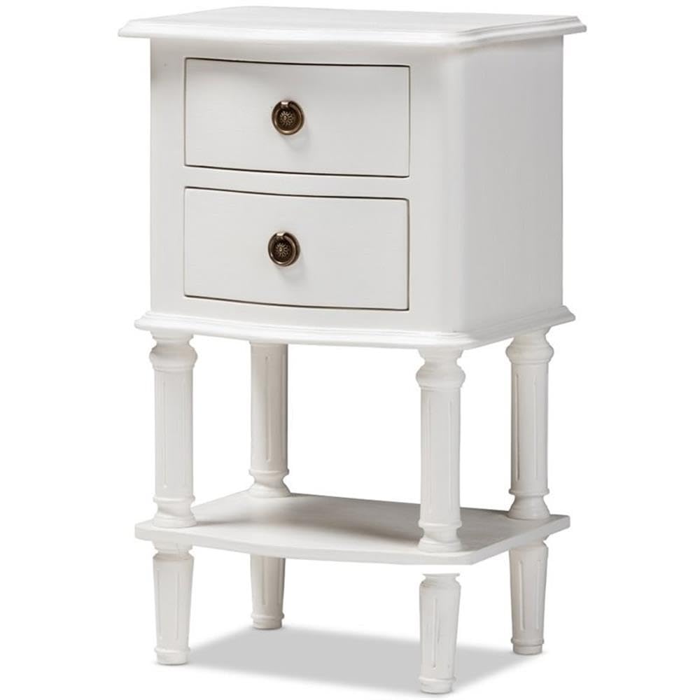 Baxton Studio Audrey Country Cottage Farmhouse White Finished 2-Drawer Nightstand