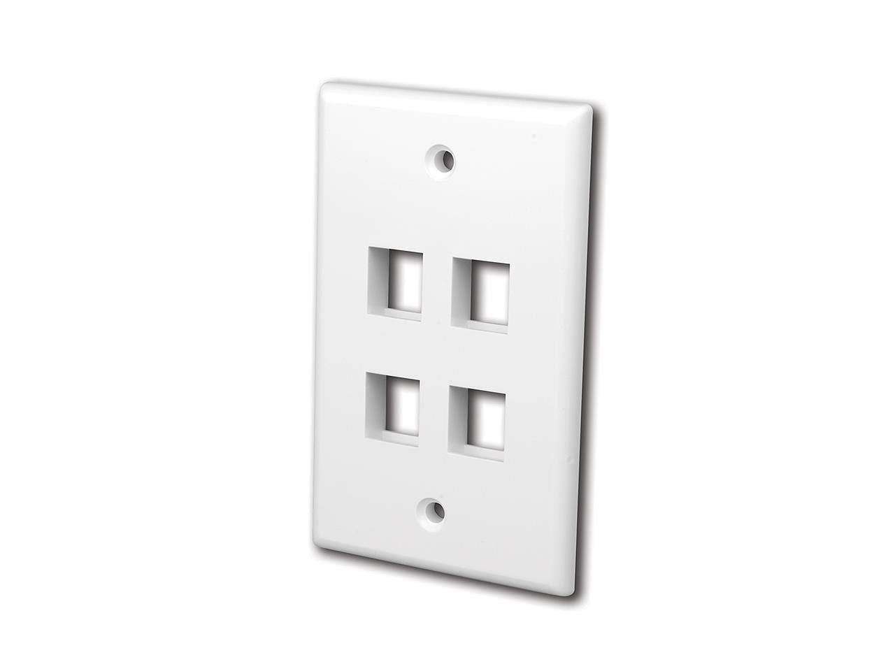 MultiMedia Keystone Wall Plate 4 Port White