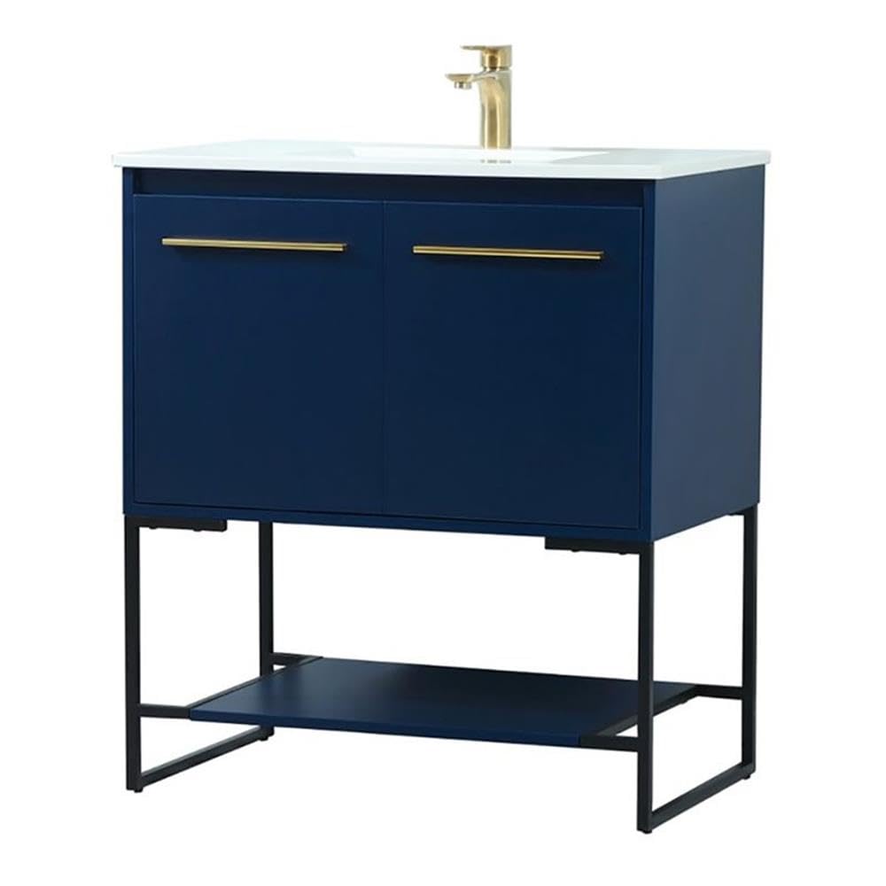 Elegant Decor Sloane 30 Mdf And Steel Single Bathroom Vanity In Blue