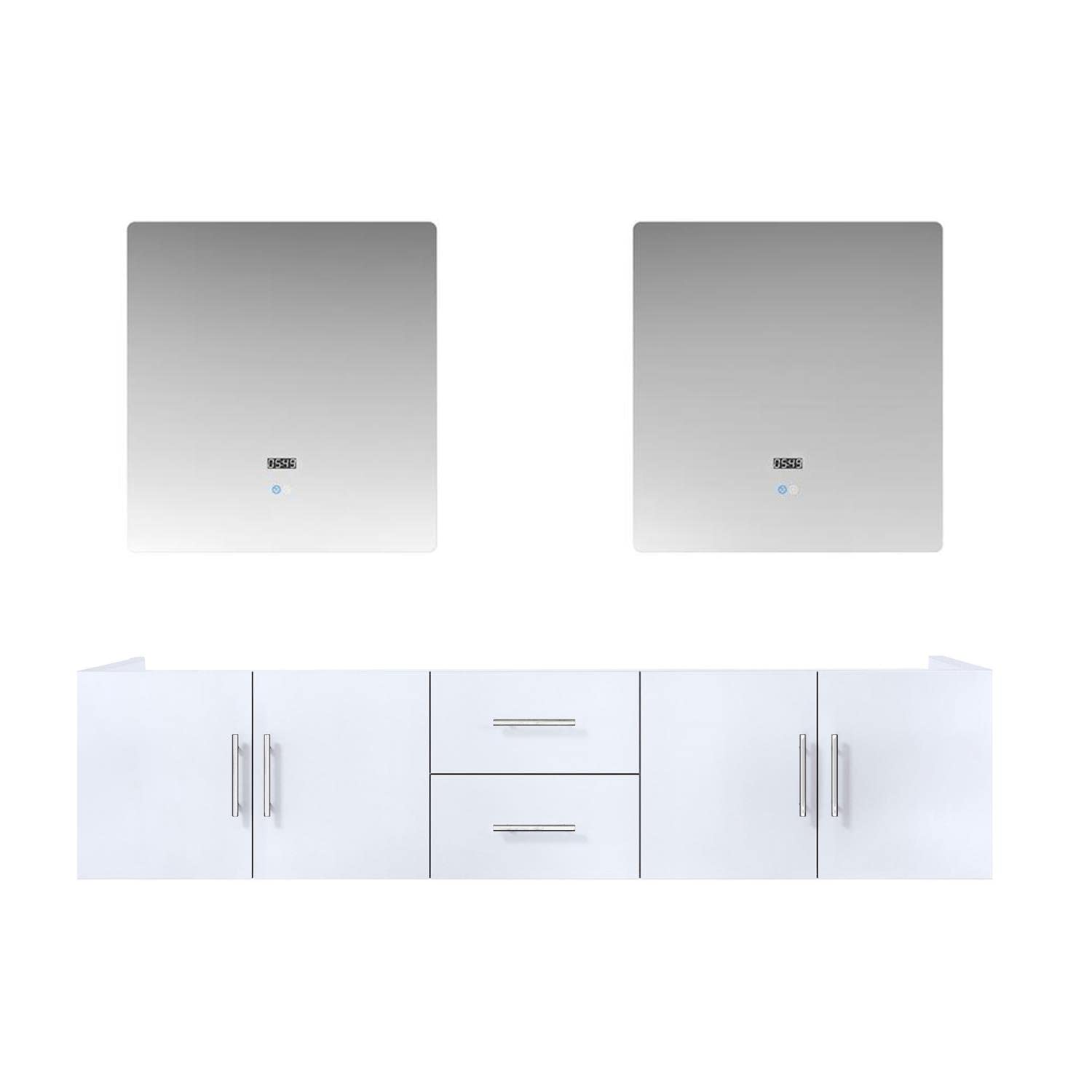 Glossy White Double Bath Vanity 80 in. W x 22 in. D, and 30 in. LED Mirrors