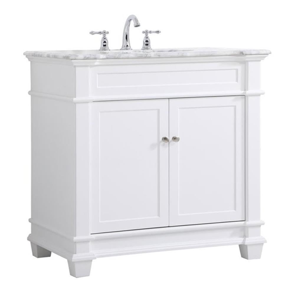 Elegant Decor Wesley 36 Steel And Solid Wood Single Bathroom Vanity Set - White