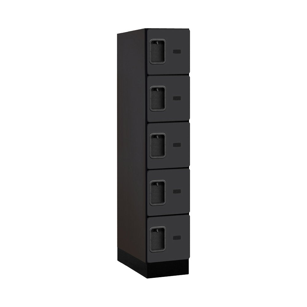 12 Wide Five Tier Box Style Designer Wood Locker - 1 Wide - 5 Feet High - 21 Inches Deep - Black