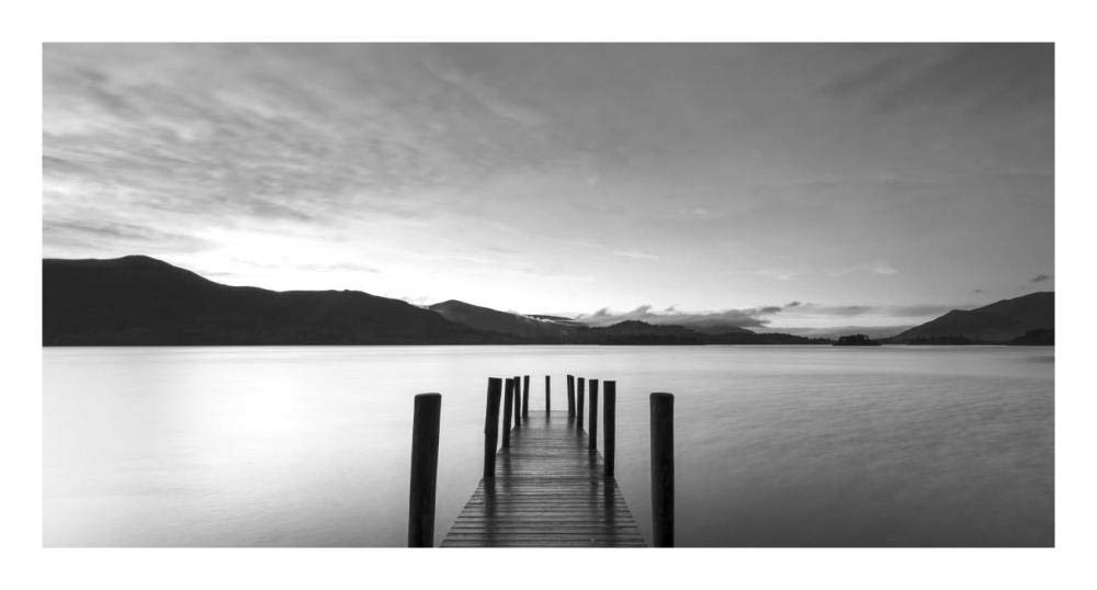 Twilight on lake, UK-Paper Art-26x14”