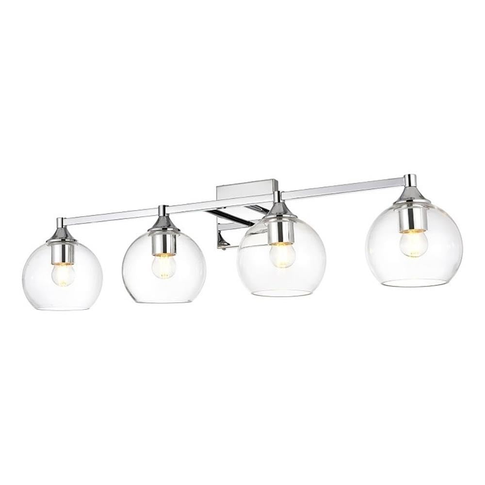 Living District Foster 4-Light Iron & Glass Bath Sconce In Chrome/Clear