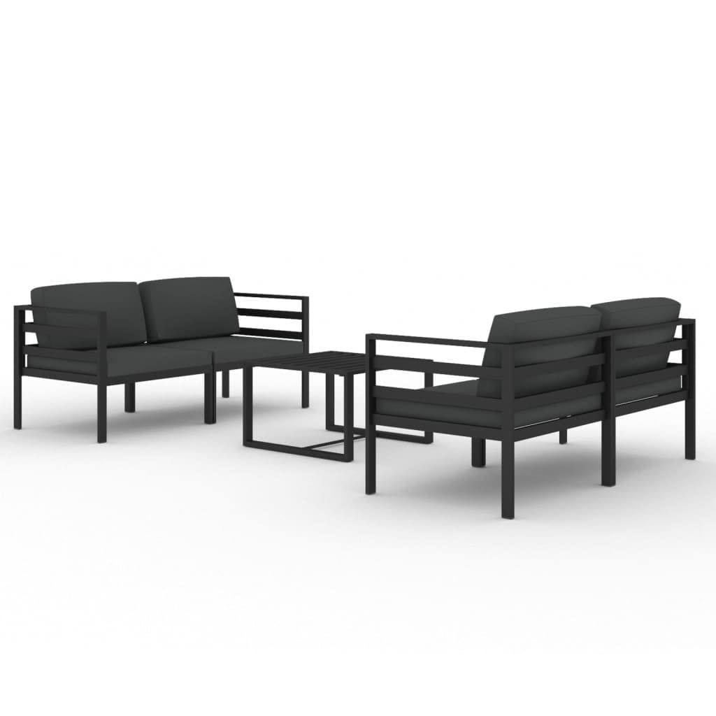 vidaXL 5 Piece Patio Lounge Set with Cushions Aluminum Anthracite