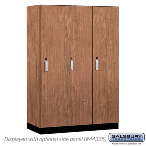 Salsbury 18 Wide Premier Wood Locker-Single Tier-3 Wide-6 Feet High-21” Deep-Red Oak-Silver Electronic Locks